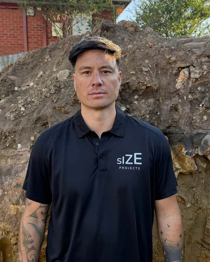 Simon Pene, founder of Forgebase, on a residential building site in Sydney